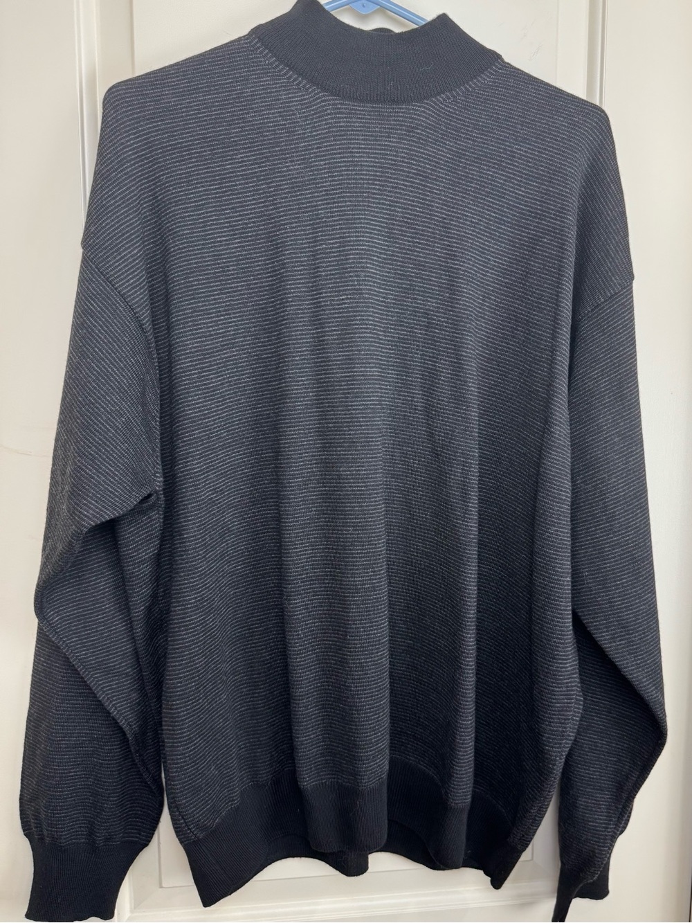 Hart Schaffner Marx Extra Fine Merino Wool Mock Neck Sweater Italy Gray XL